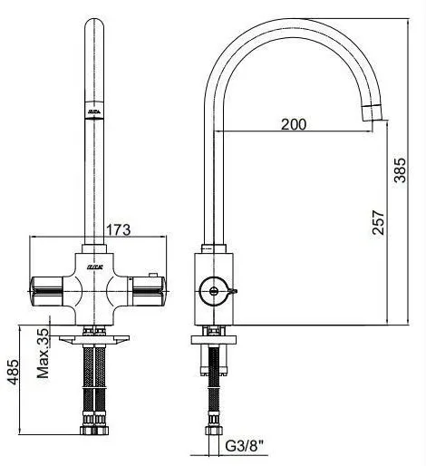 Термостат E.C.A. Thermostatic 102108754EX для кухни хром