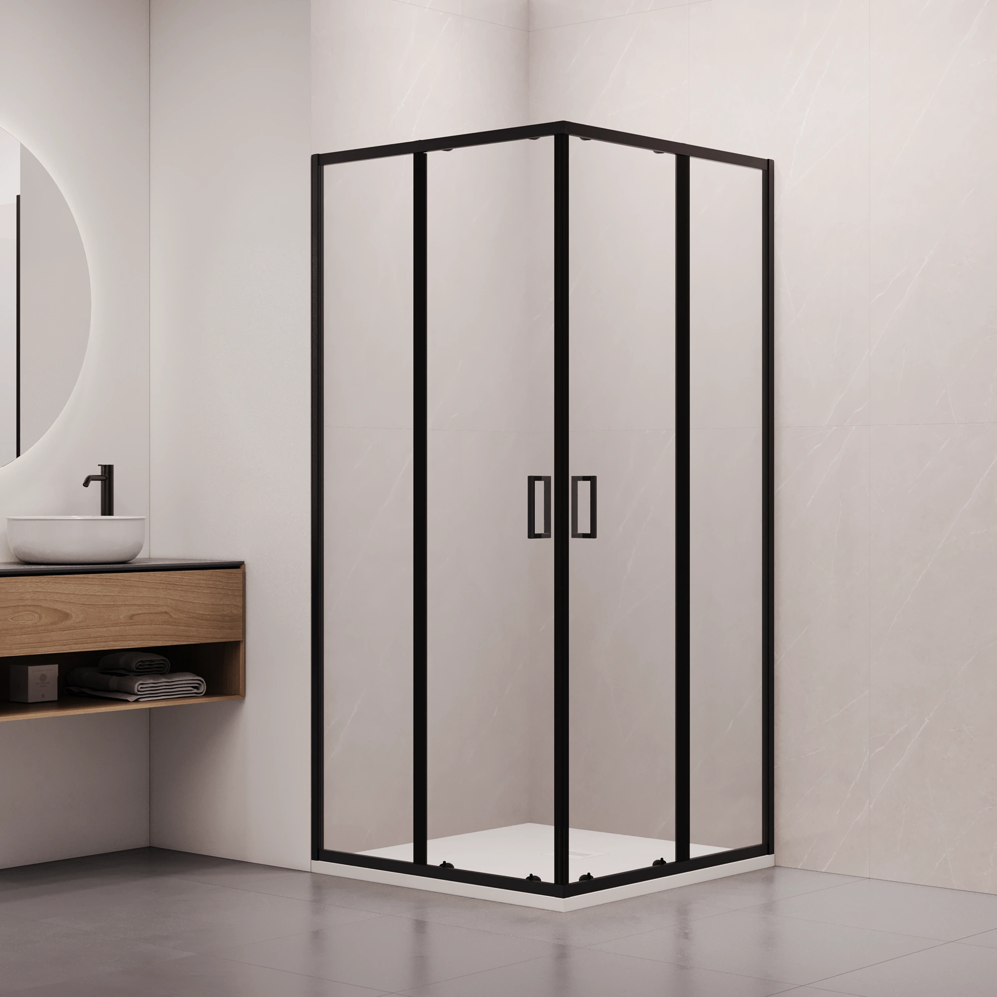Душевой уголок RGW CL-34B NEW — 900x900, прозрачное, профиль черный