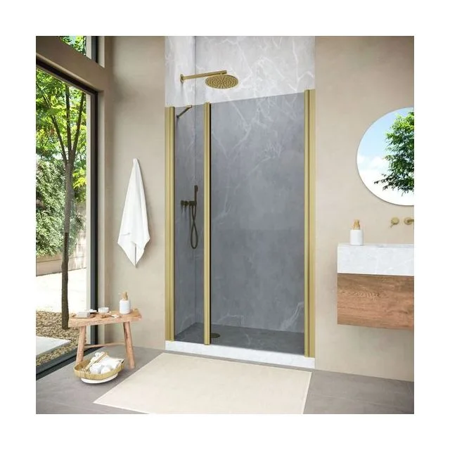 Душевая дверь Vegas-Glass EP-F-2 NOVO 175×200 см, золото матовое, стекло графит