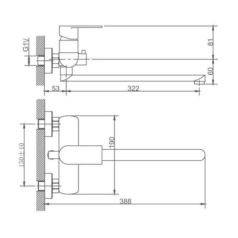 Смеситель Haiba HB22807 универсальный сталь матовая
