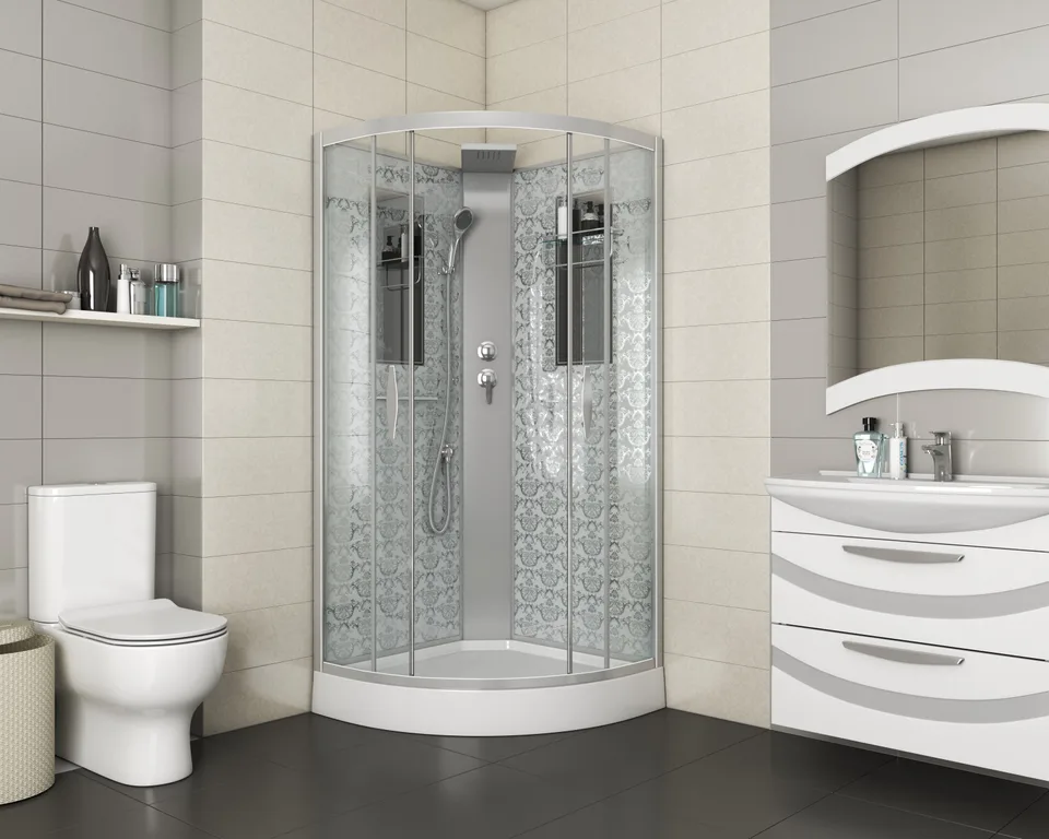 Душевая кабина Niagara Luxe NG-7715WBK (90x90х210) низкий поддон(15см),дверь раздвижная,стенки серебро,без крыши,4 места