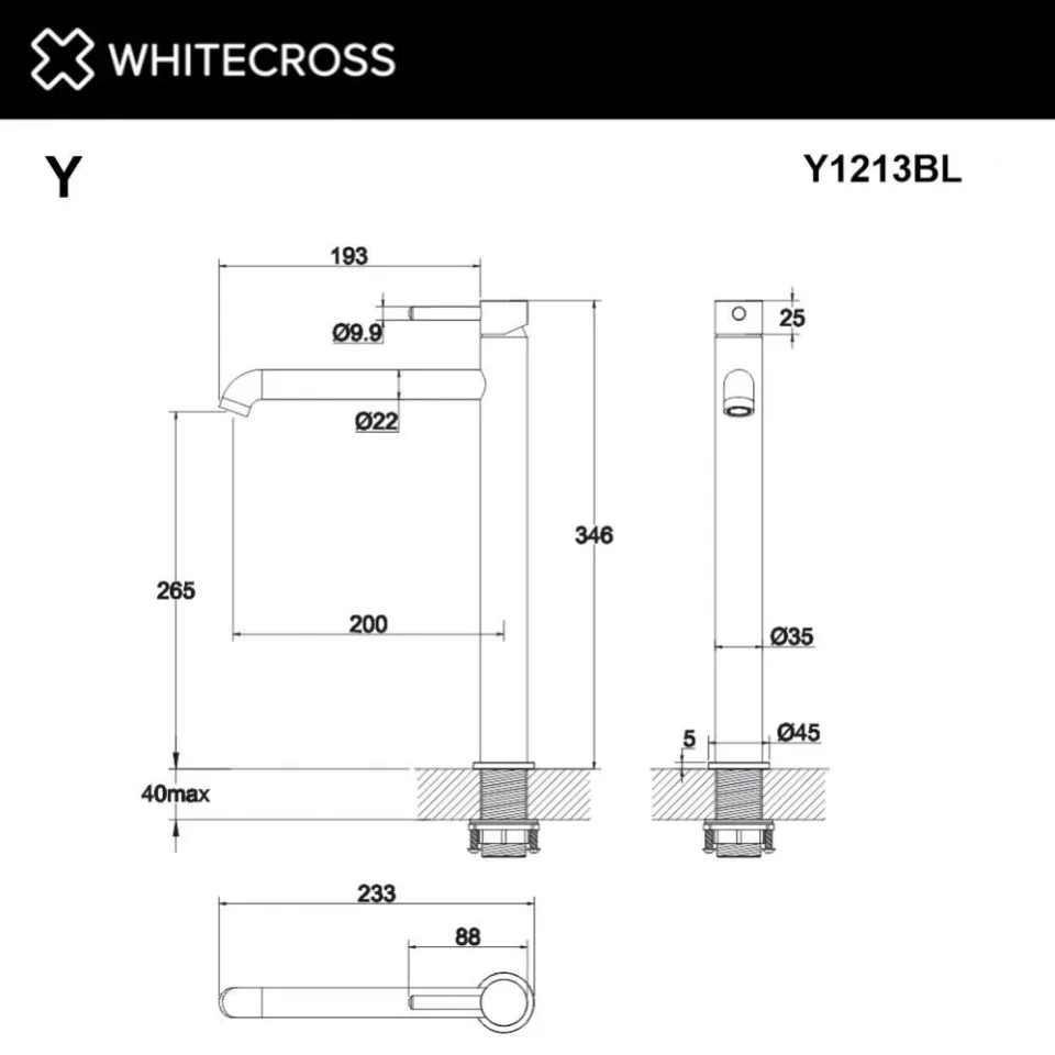 Смеситель Whitecross Y1213BL для раковины черный матовый