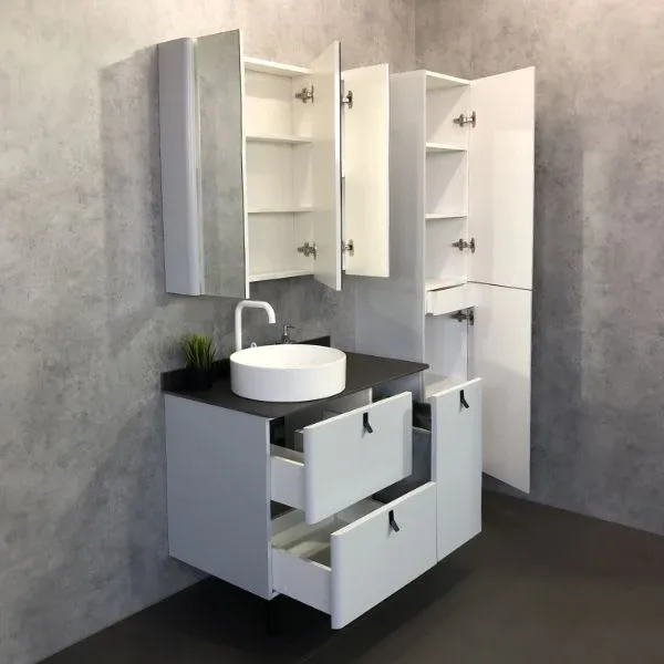 Зеркало-шкаф Comforty Сорренто 90 светло-серое