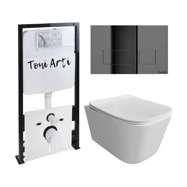 Комплект инсталляции Toni Arti Noche, клавиша смыва Noche Gun Metall