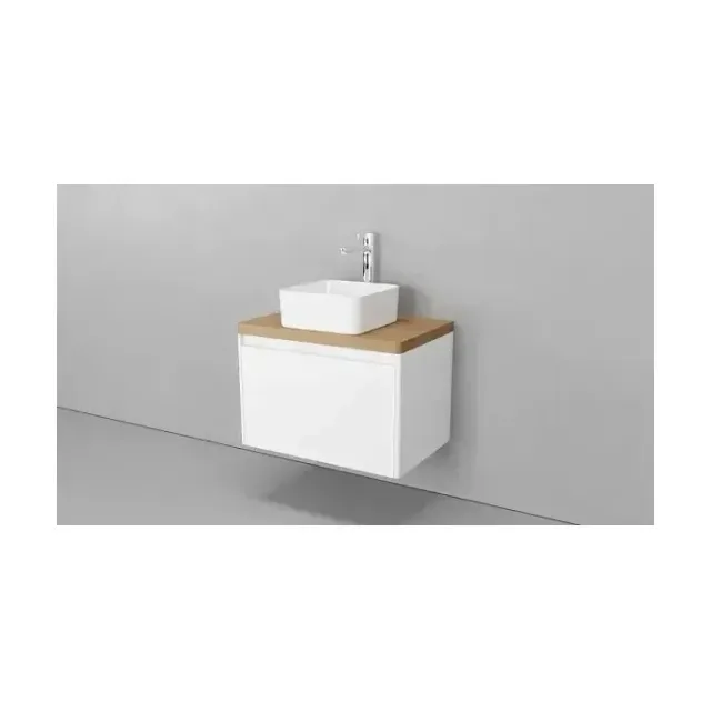 Тумба с раковиной Velvex Klaufs 70 белый глянец, 1 ящик, столешница шатанэ