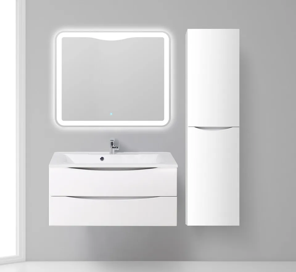 Шкаф подвесной BelBagno FLY-MARINO-1500-2A-SC-BL-P-L Bianco Lucido, левый