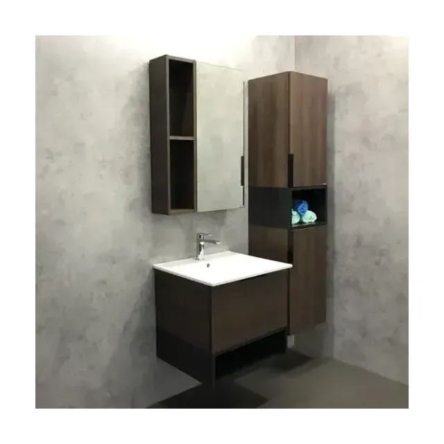 Комплект мебели Comforty Франкфурт 60 дуб шоколадно-коричневый/черный матовый (раковина Comforty 60E)