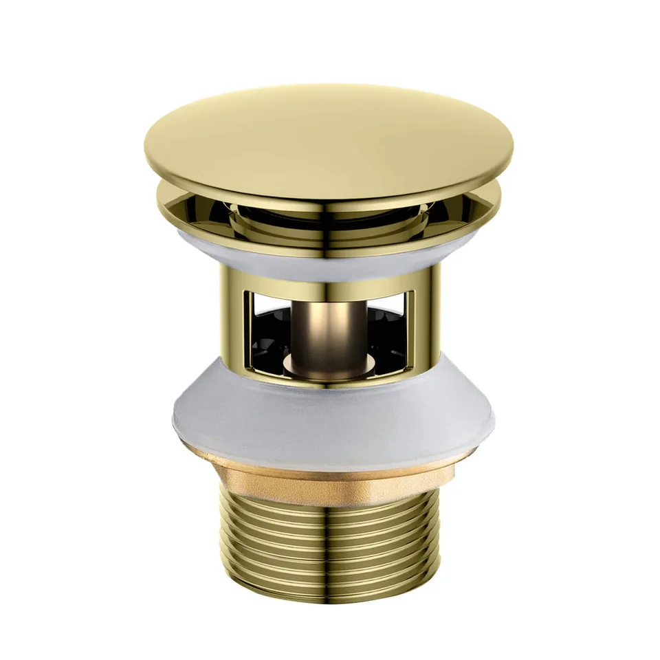 AQ6002PG сливной набор для раковины Push-open с переливом, крышка круглая, полир. Золото