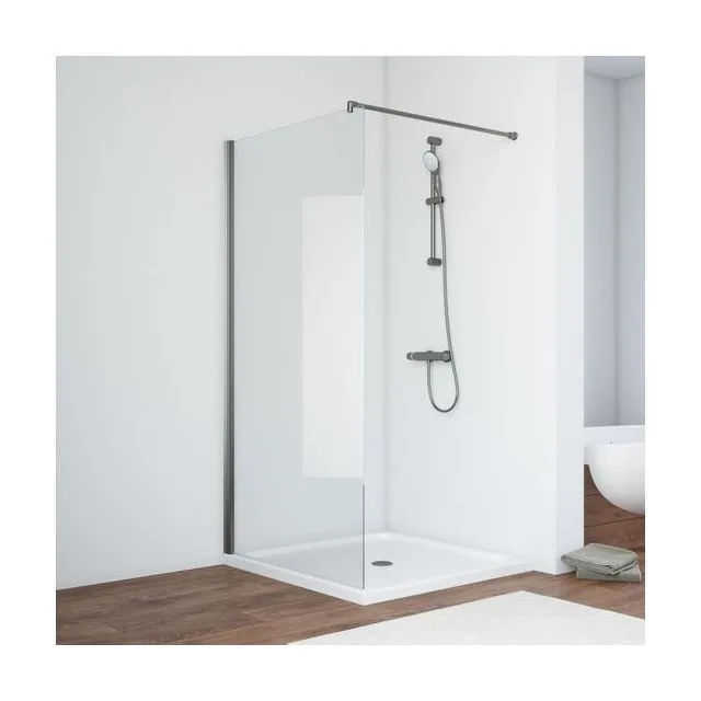 Душевая перегородка Vegas-Glass EAF Protec 120×200 см, оружейная сталь, стекло прозрачное