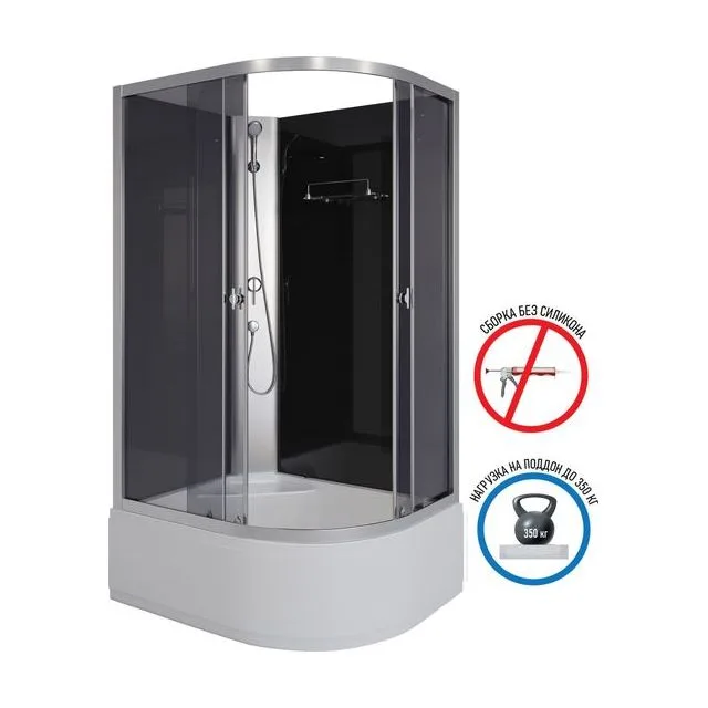 Душевая кабина Niagara Eco E110/80/40L/TN/BK (110х80х195) высокий поддон(40см),стекло черное