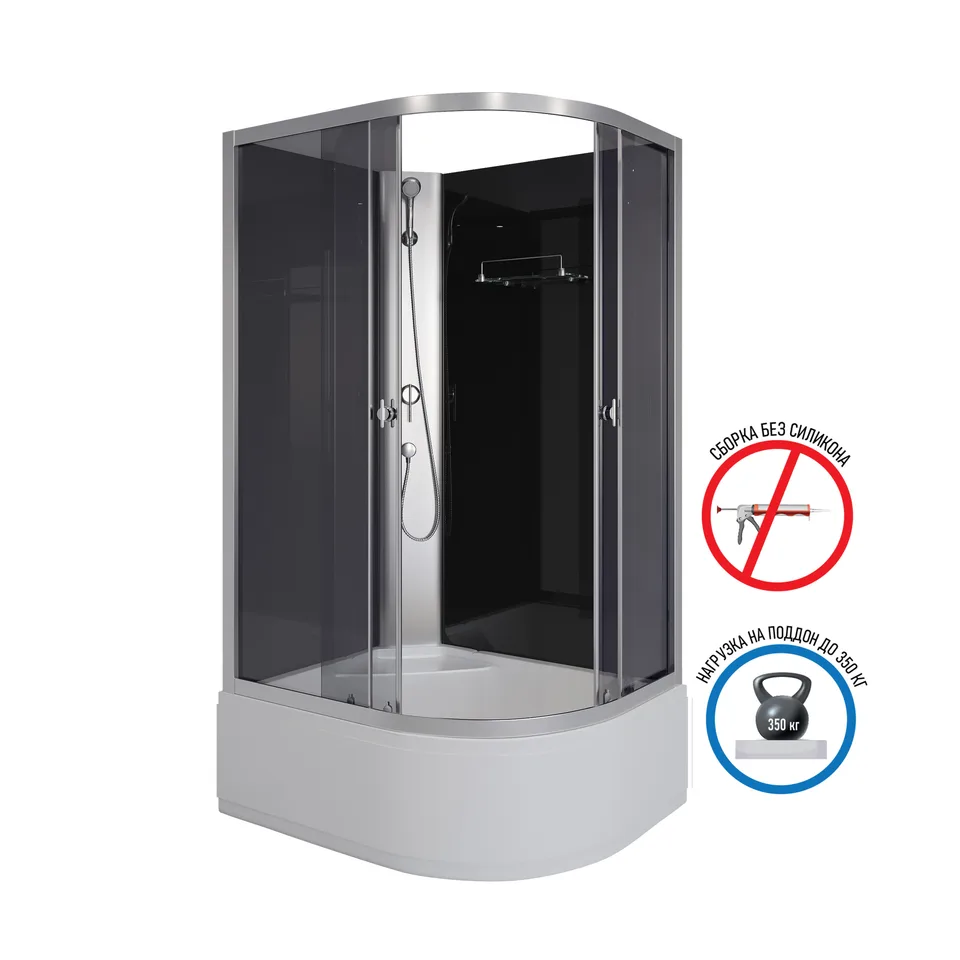 Душевая кабина Niagara Eco E110/80/40L/TN/BK (110х80х195) высокий поддон(40см),стекло черное,4 места
