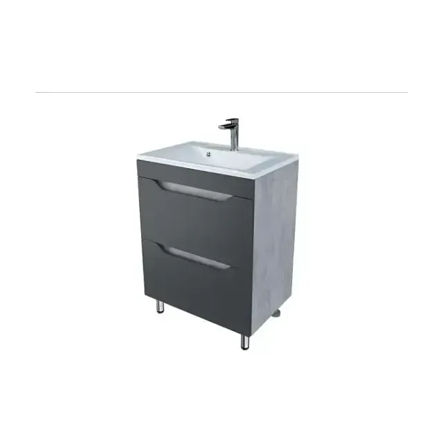 Тумба с раковиной Stella Polar Абигель 80 с 2 ящиками серый/цемент