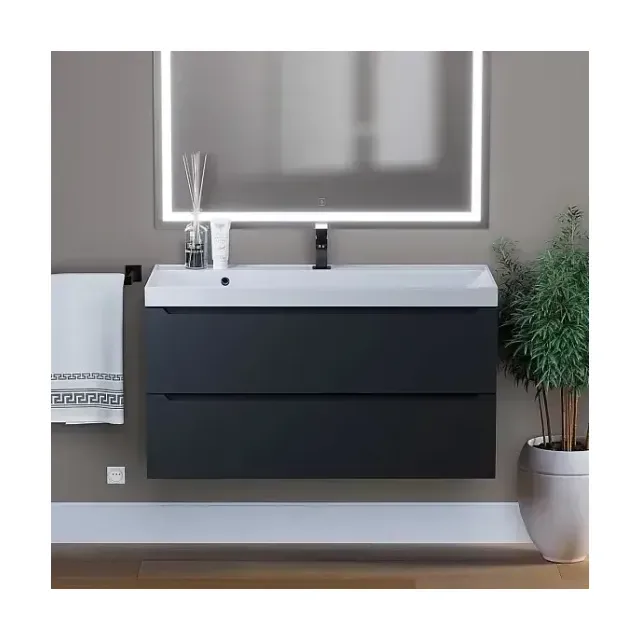 Тумба с раковиной Uperwood Tanos 100 черная, подвесная (раковина Classic 100)