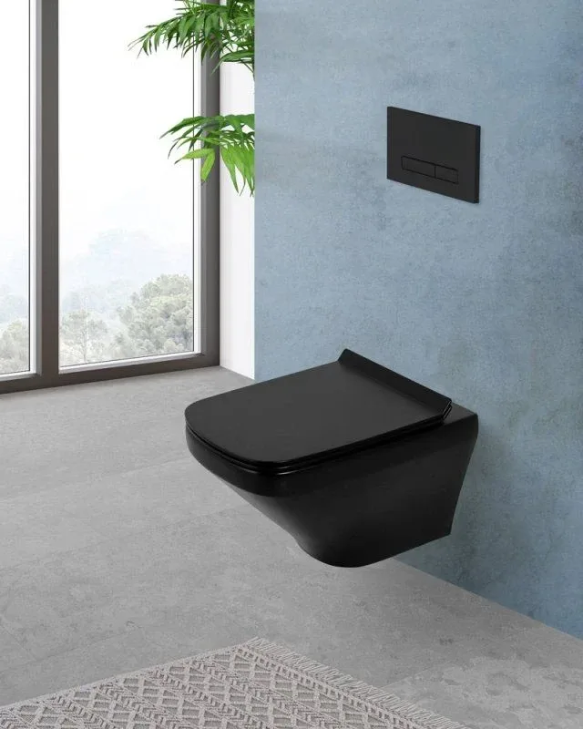 Подвесной унитаз BelBagno Села (Sela) BB3201CHR-MB 36*54 безободковый,черный матовый