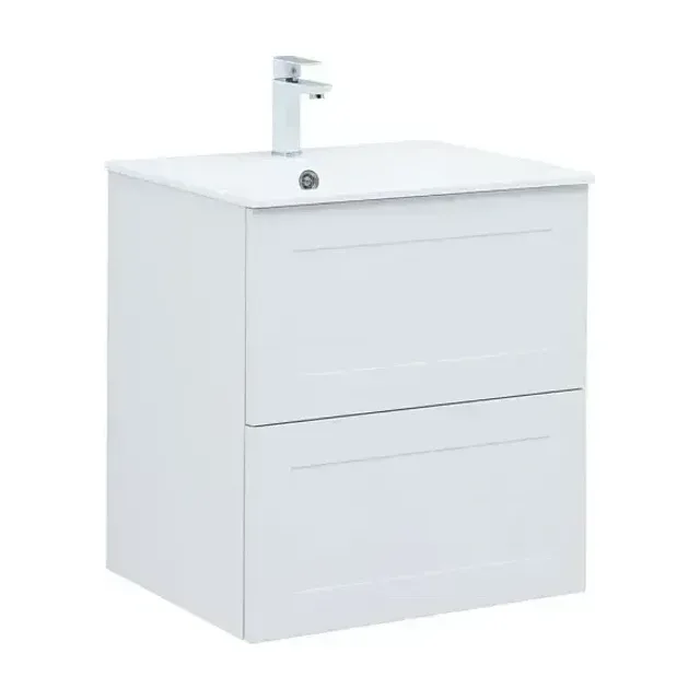 Тумба с раковиной Aquanet Терра 60 белый матовый Soft Touch (тактильный матовый) раковина Электра 60