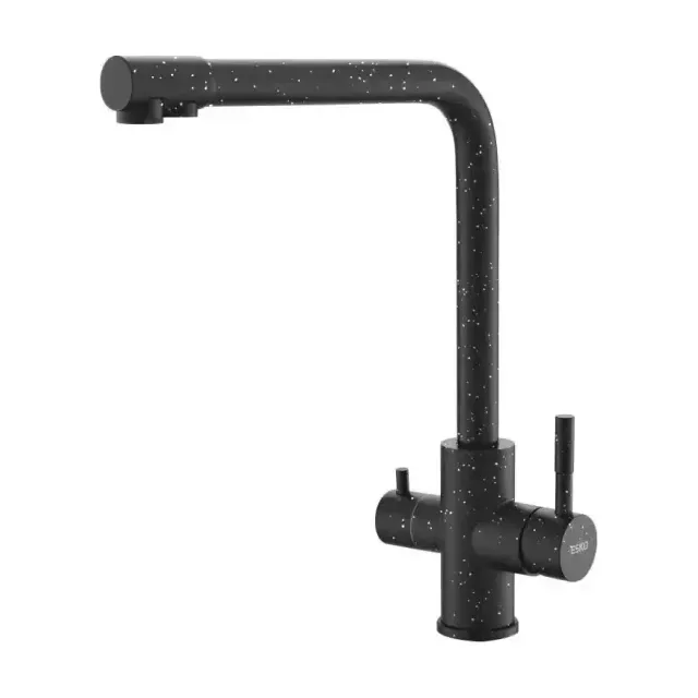 Смеситель Esko Granite Black GR 05 B для кухни, с подключением к фильтру, Г-излив