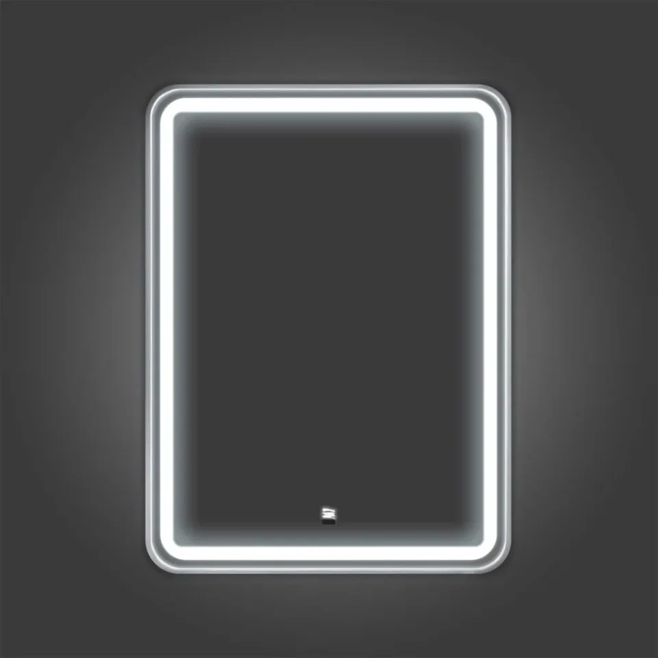 Зеркало Comforty Ситара-60 в алюм. раме, LED-подсветка, бесконт. сенсор, серебряный матовый