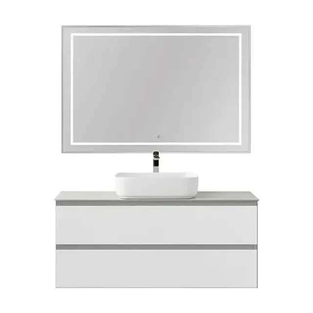 Комплект мебели BelBagno Крафт (Kraft) 120 с двумя ящиками белый матовый (столешница цемент)