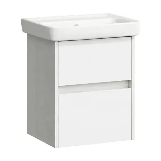 Тумба с раковиной Aqwella Сити 50 белый глянец/дуб канадский