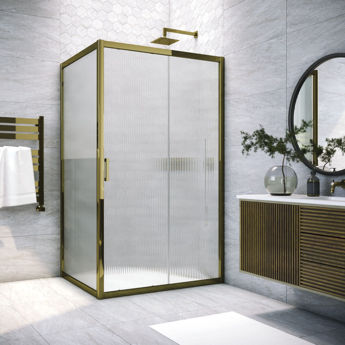 Душевой уголок ZP+ZPV TUR NOVO 100*75 05 Moru, профиль бронза, стекло Moru