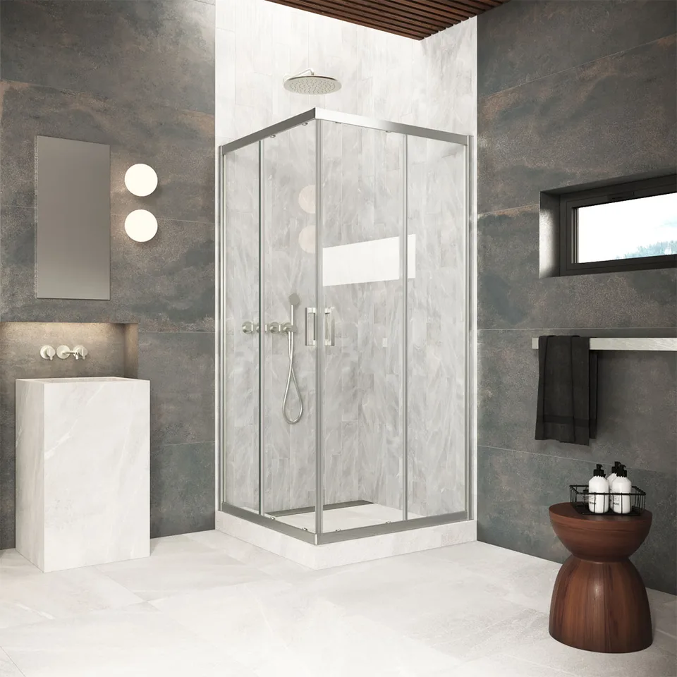 Душевое ограждение Vegas-Glass ZA Protec 85×85×200 см, медь брашированная, стекло мору (moru)