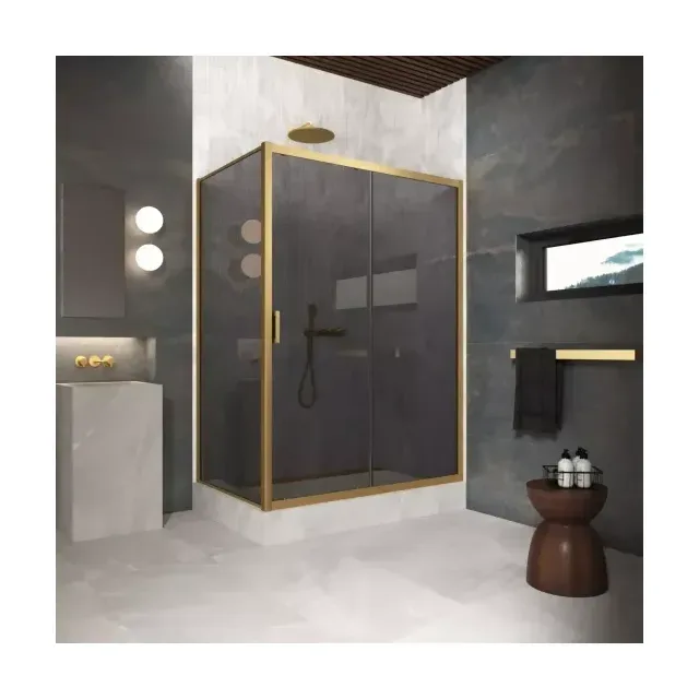 Душевой уголок ZP+ZPV Protec 105*70 03 07, профиль золото матовое, стекло графит