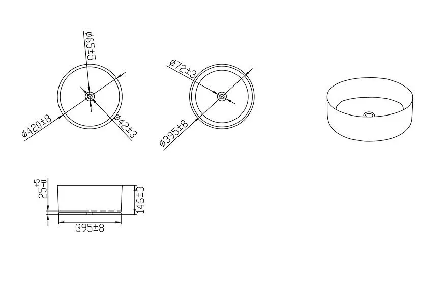 Накладная раковина Bravat Affability C22284W-ENG 42х42