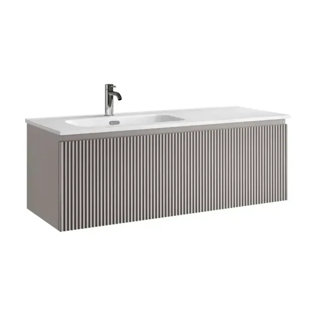 Тумба под раковину Sancos Сноб Р 1.0 (Snob R 1.0) SNR1.0120LSM 120 см подвесная левая 1 ящик пыльная роза (doha soft)