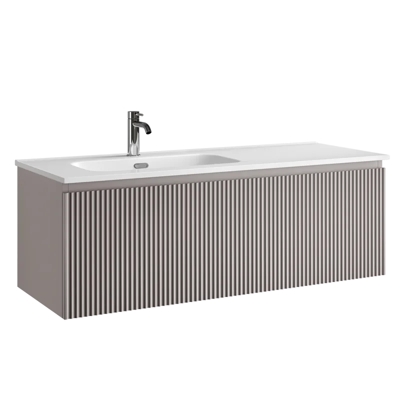 Тумба под раковину Sancos Сноб Р 1.0 (Snob R 1.0) SNR1.0120LSM 120 см подвесная левая 1 ящик пыльная роза (doha soft)