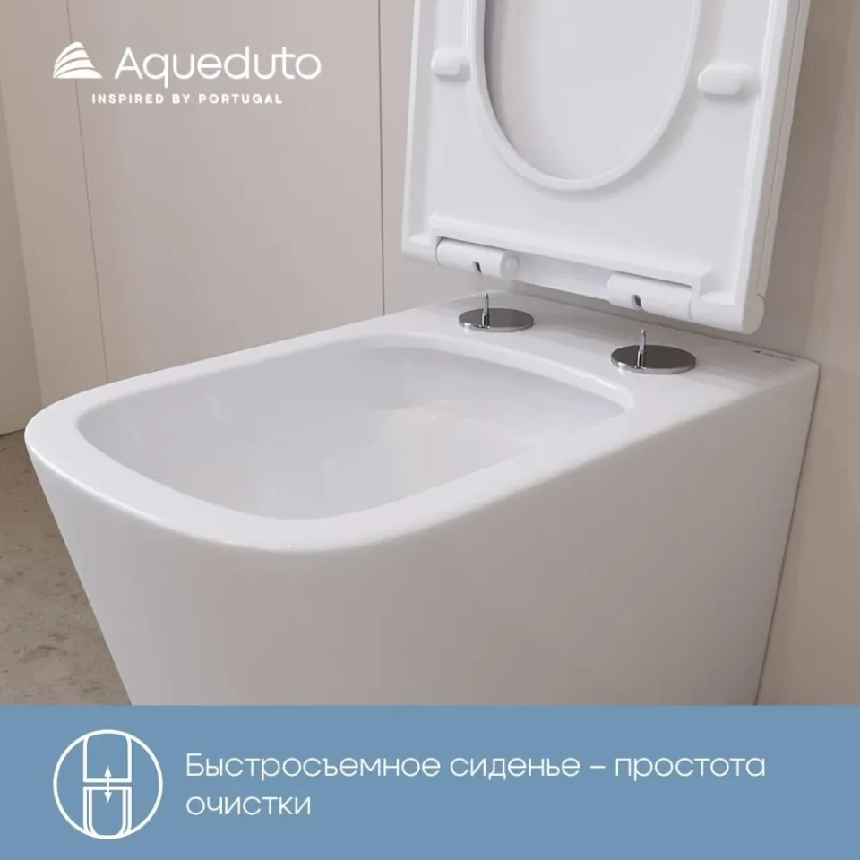Комплект инсталляции Aqueduto Техника Ново (TECNICA Novo) с безободковым унитазом Масио Плюс (Macio Plus) Торнадо белый глянец, клавиша смыва Форма (FORMA) белый глянец