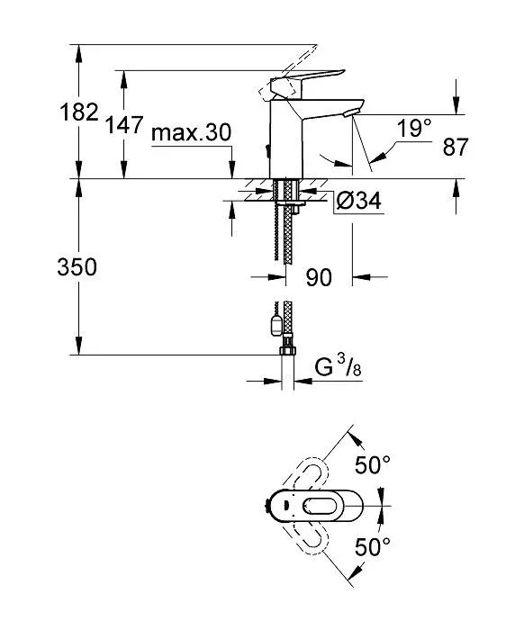 Смеситель Grohe BauLoop 23336000 для раковины с цепочкой