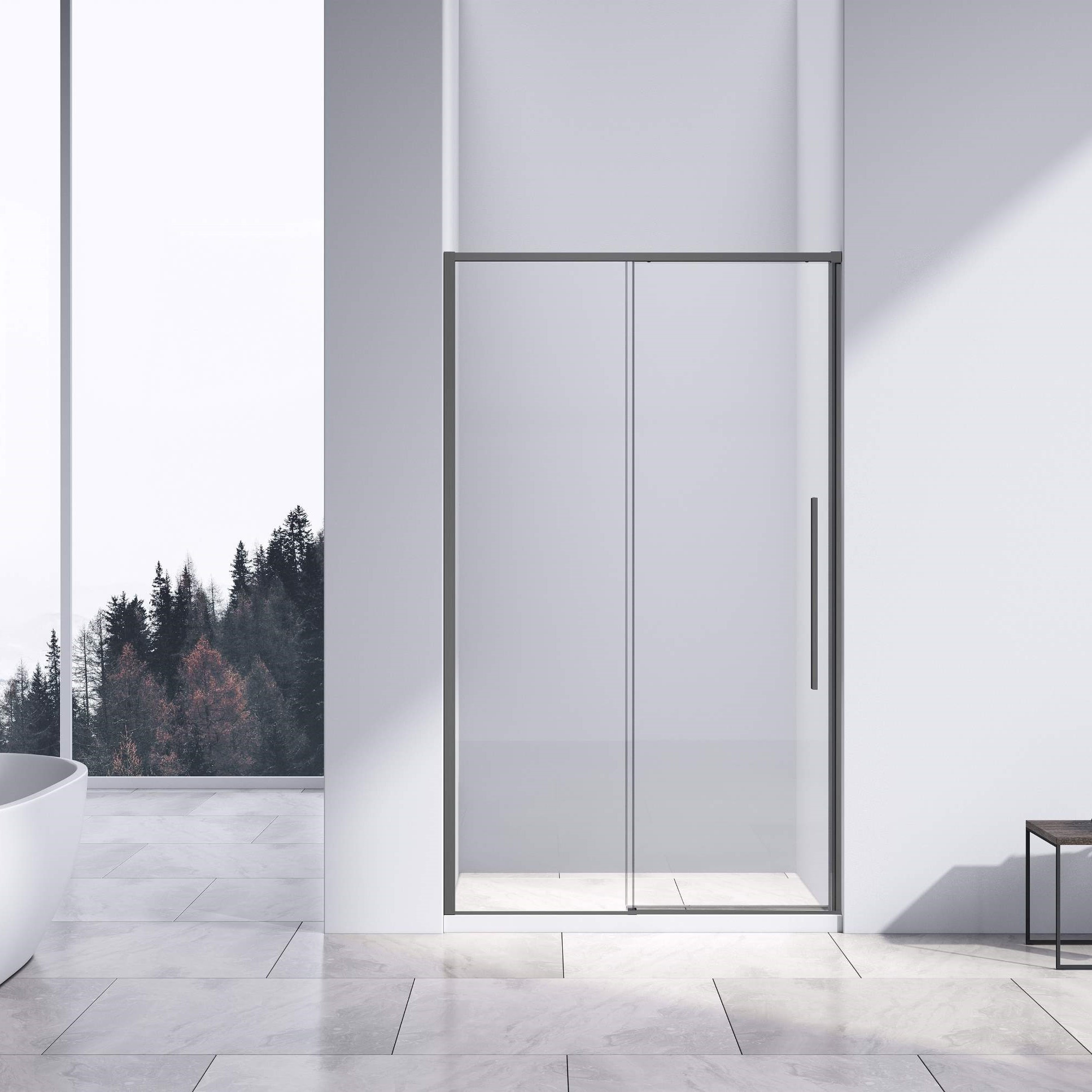 Душевая дверь Vincea Слим-Н (Slim-N) VDS-4SN140CLGM 140х195 стекло прозрачное 6 мм профиль вороненая сталь