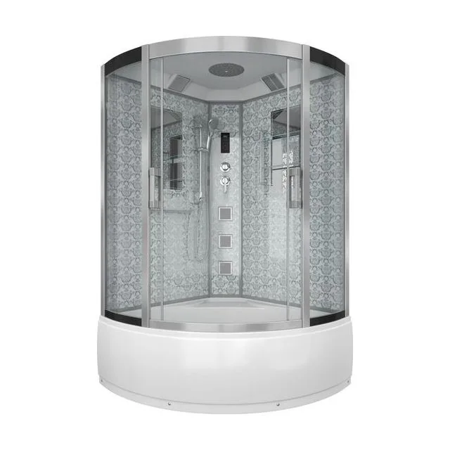Душевая кабина Niagara Luxe NG-7744W (120x120х215) высокий поддон(50см),дверь раздвижная,стенки серебро