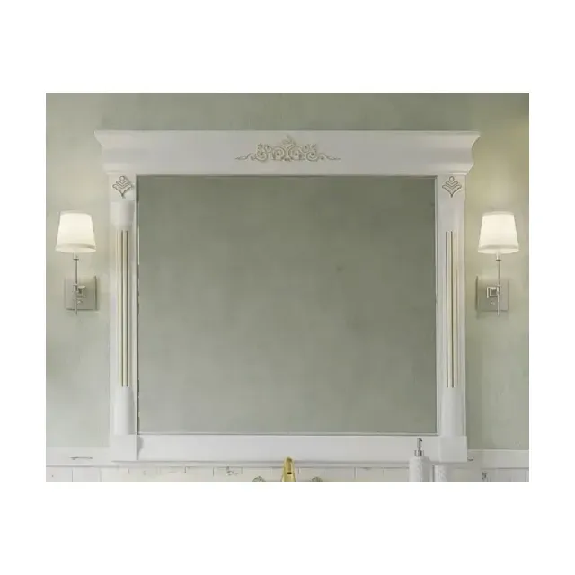Зеркало Misty Астория Gold 105 белое глянцевое со светильниками