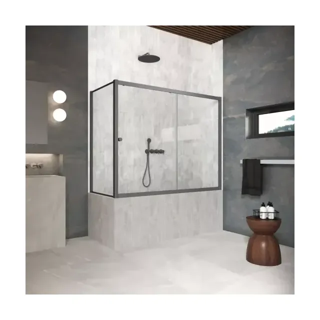 Шторка на ванную ZV+ZVF Protec 150*75 06 01, профиль GunMetal, стекло прозрачное