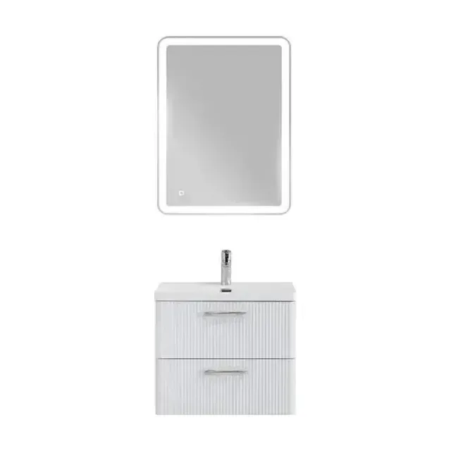 Комплект мебели BelBagno Дуэ (Due) 60 белый металлик,ручки сатиновый никель