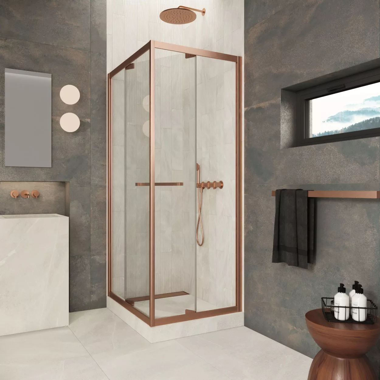 Душевой уголок Z+ZPV Inside 60*100 12 crystalvision профиль медь стекло crystalvision