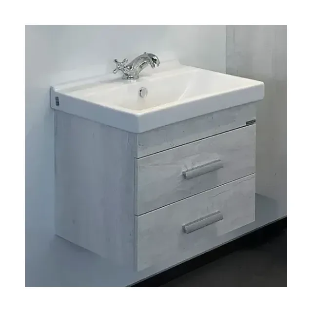 Тумба с раковиной Comforty Никосия 60П дуб белый (раковина Фест 60)