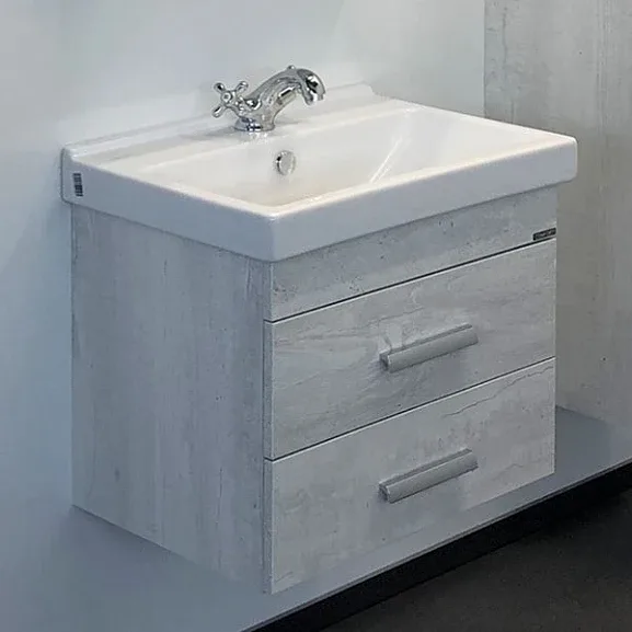 Тумба с раковиной Comforty Никосия 60П дуб белый (раковина Фест 60)