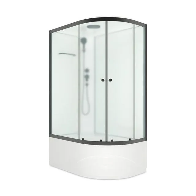 Душевая кабина Domani-Spa Delight Slim 128 high (120х80 см) Black Accents, левое исполнение — белые стенки, сатин-матированные стекла, профиль графит