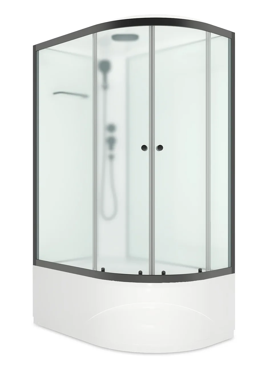 Душевая кабина Domani-Spa Delight Slim 128 high (120х80 см) Black Accents, левое исполнение — белые стенки, сатин-матированные стекла, профиль графит