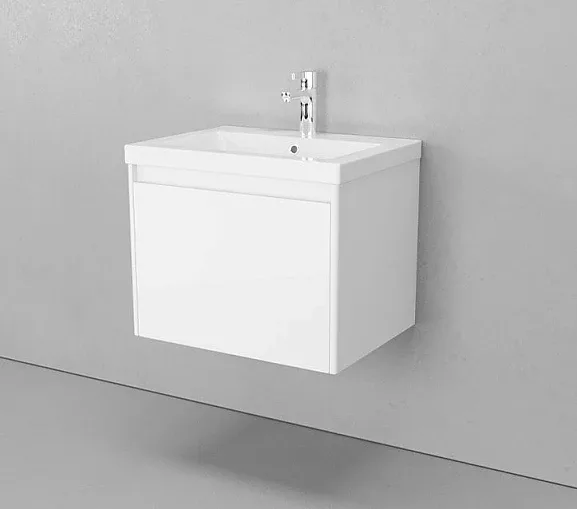 Тумба с раковиной Velvex Klaufs 60 белый глянец подвесная с ящиком