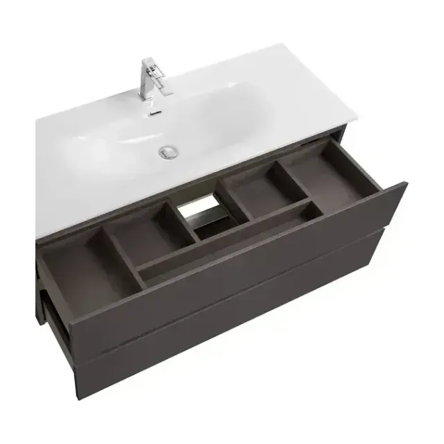 Комплект мебели BelBagno Крафт (Kraft) 120 с двумя ящиками темно-серый матовый (раковина BB-8099-120)