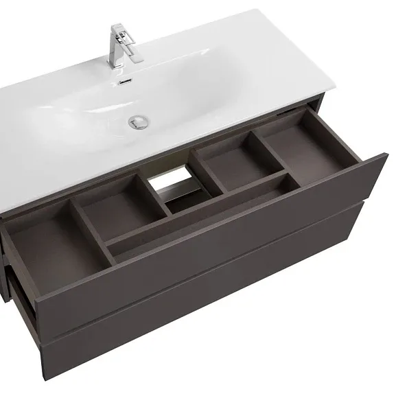 Комплект мебели BelBagno Крафт (Kraft) 120 с двумя ящиками темно-серый матовый (раковина BB-8099-120)