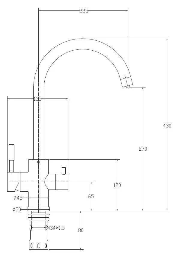 Смеситель для кухни Esko K22 B, R-излив, Black, с подключением к фильтру