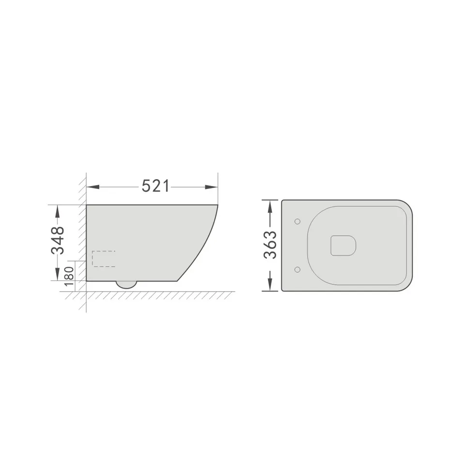 Унитаз подвесной Grossman Thin Rim GR-5603S (520х365х345) тонкий ободок,белый с тонкой крышкой,микролифт,1 место