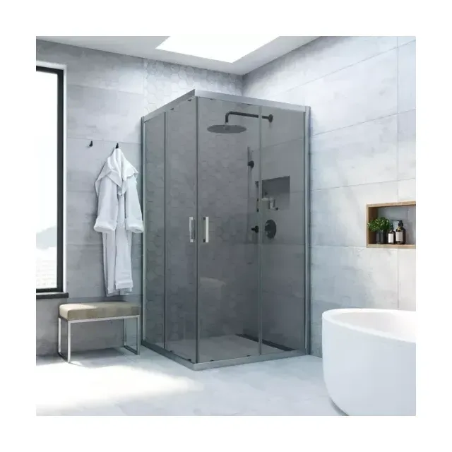 Душевой уголок ZA NOVO h2000 90 07 07, профиль матовый хром, стекло графит
