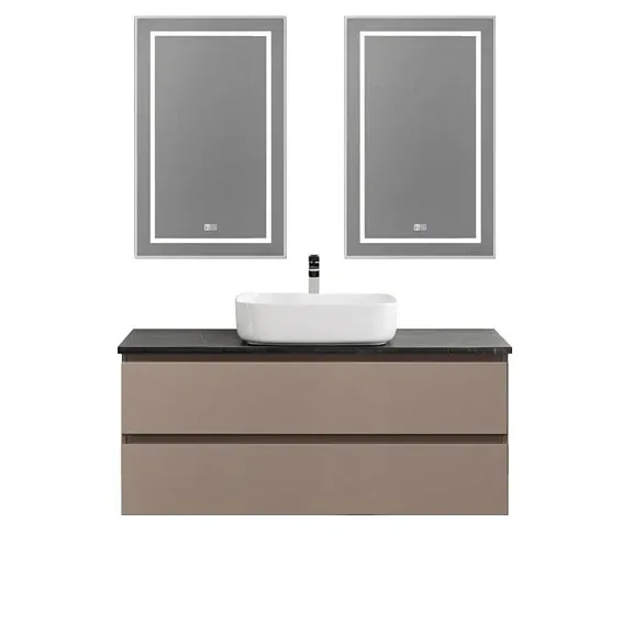 Комплект мебели BelBagno Крафт (Kraft) 120 с двумя ящиками бежевый матовый (столешница черный матовый мрамор)