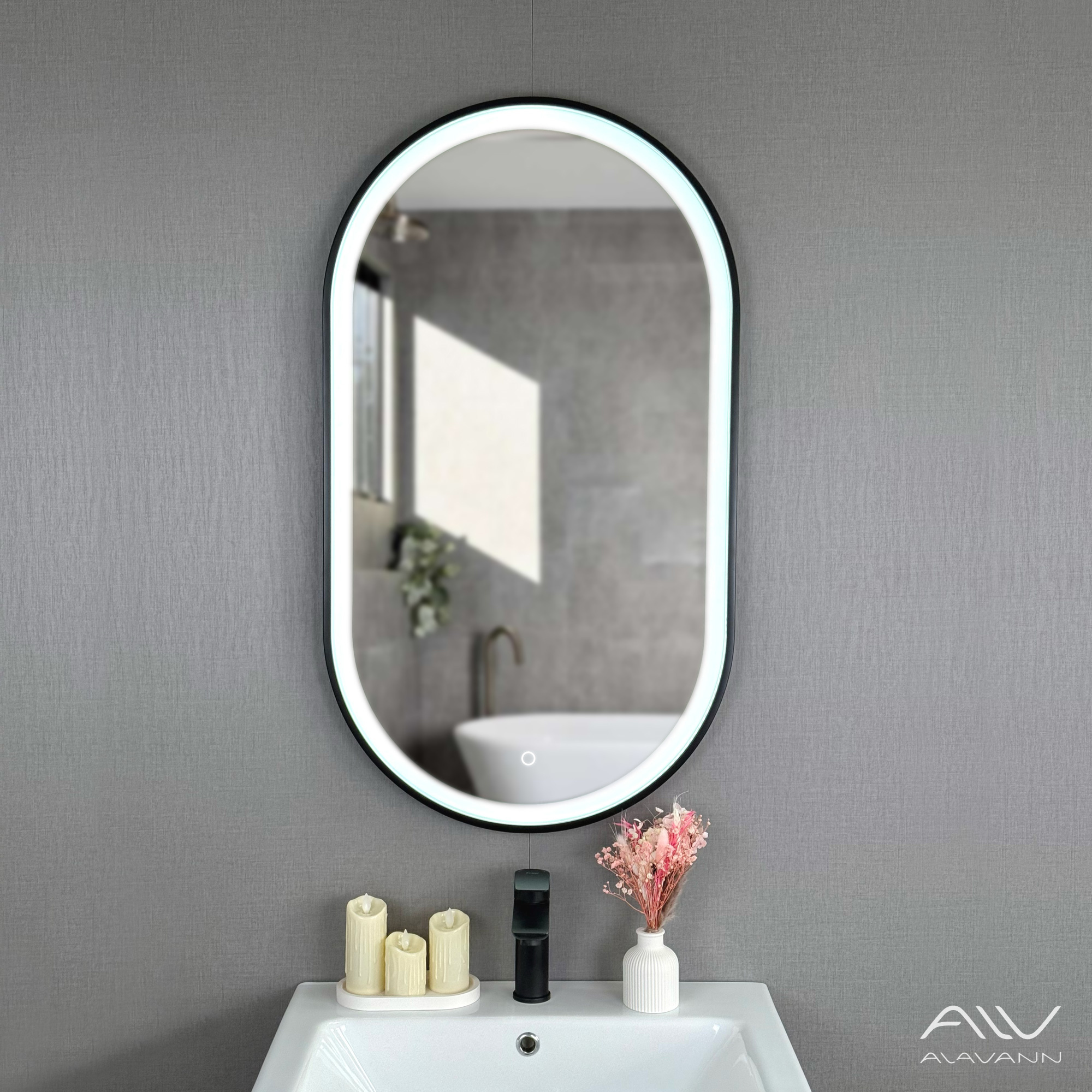 Зеркало с подсветкой Wave 90 Alavann ALV1160001