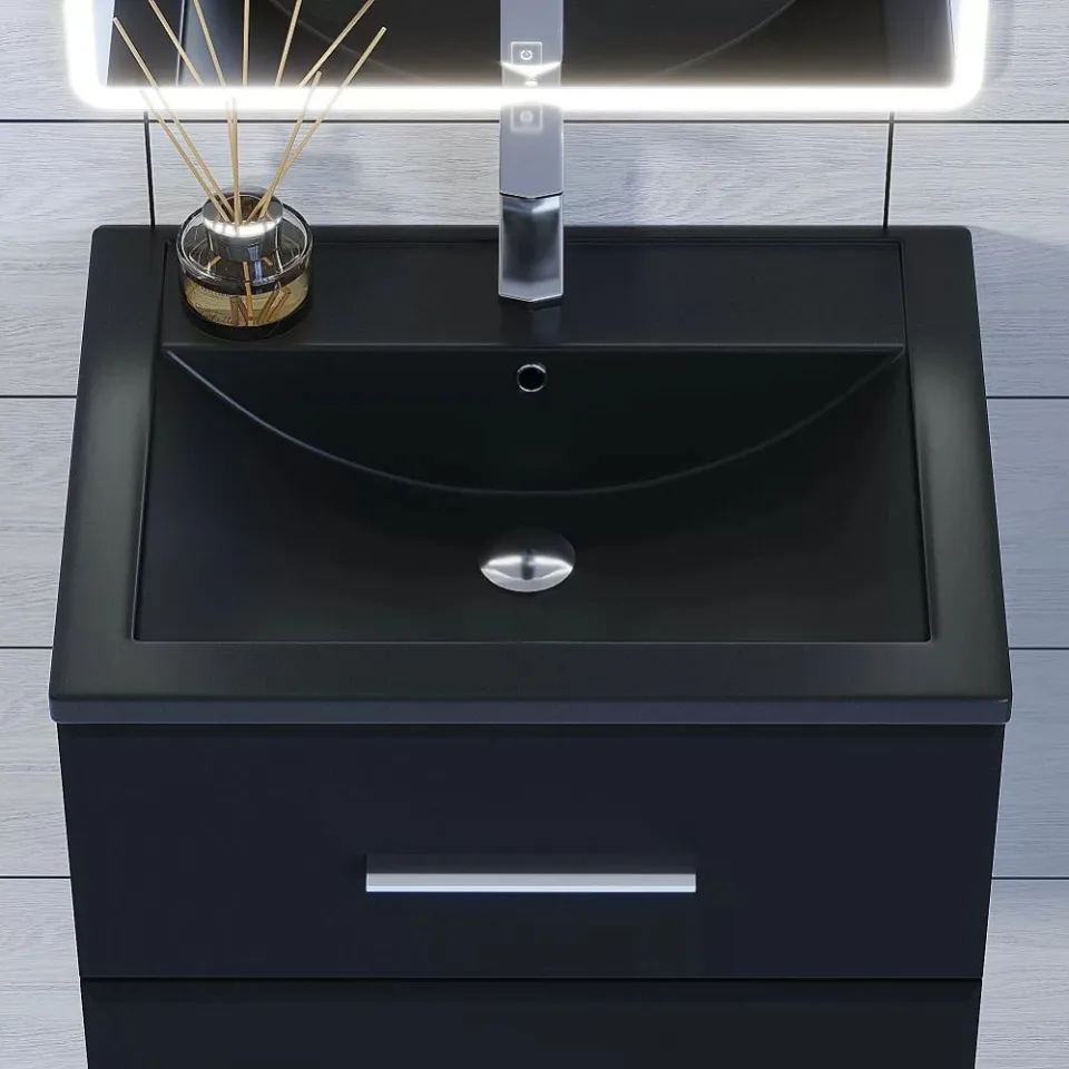 Встраиваемая раковина Uperwood Foster Quartz 61*40,5 черная матовая, космос